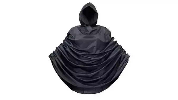 Black Vinyl Raincape Open Low-poly 3D model