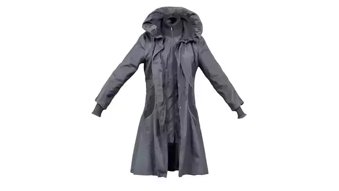 Black Witch Coat Open Low-poly 3D model