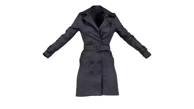 Double Breasted Leather Coat Low-poly 3D model