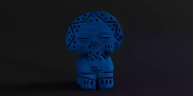 Old Clay Mayan Statue - High Quality Scan 4k