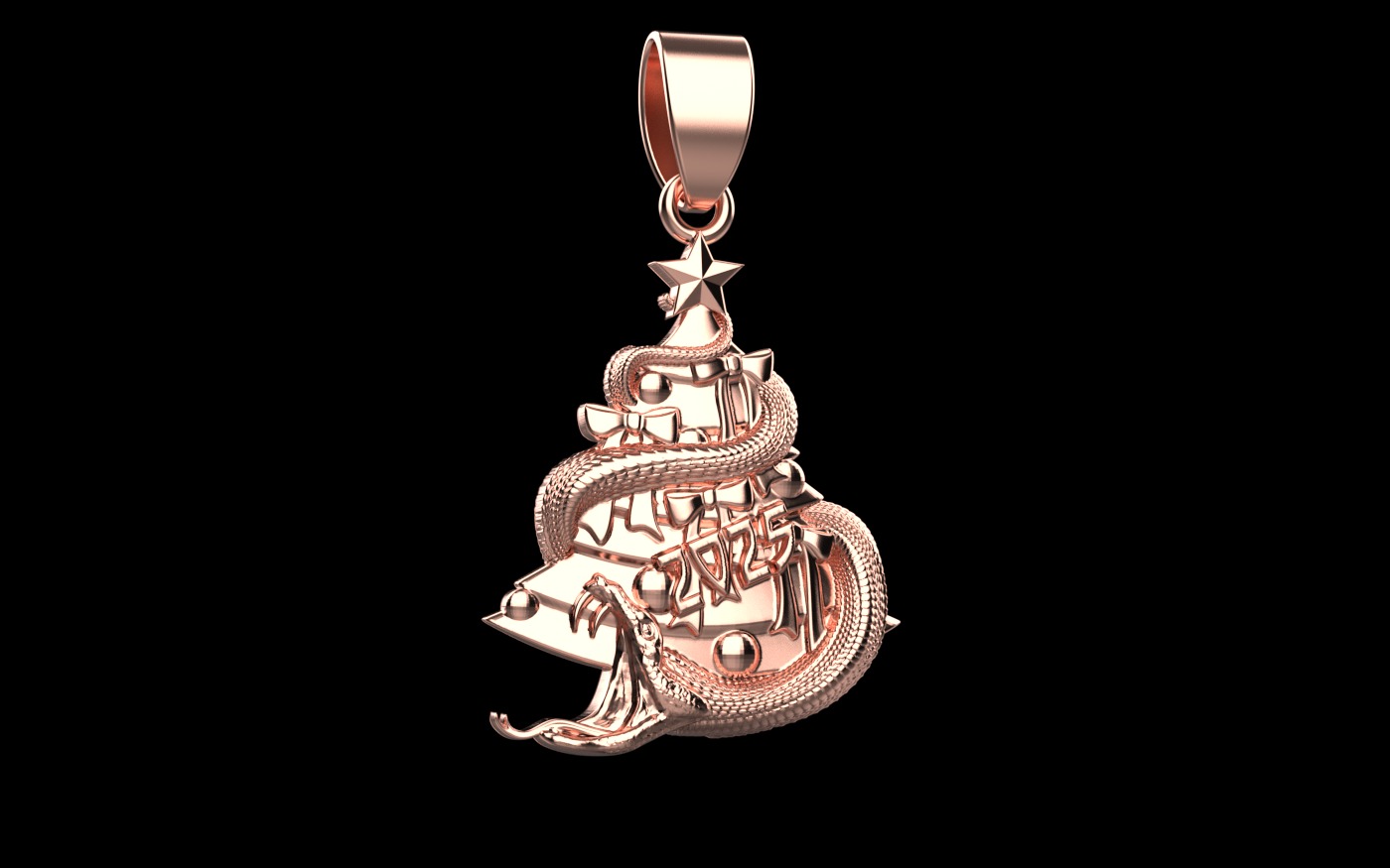Snake 2025 pendant Merry Christmas cartier 3D print model_5