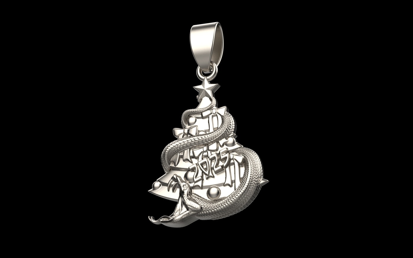 Snake 2025 pendant Merry Christmas cartier 3D print model_3