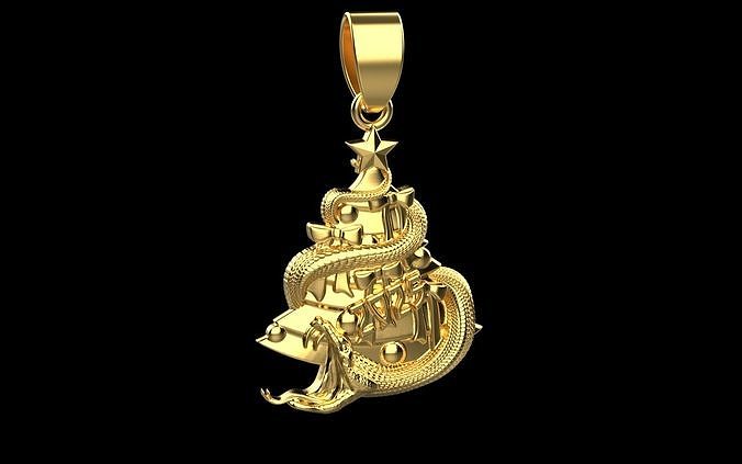 Snake 2025 pendant Merry Christmas cartier 3D print model