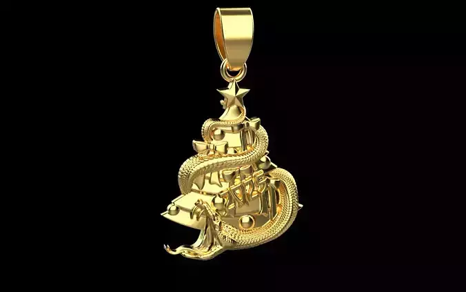 Snake 2025 pendant Merry Christmas cartier 3D print model