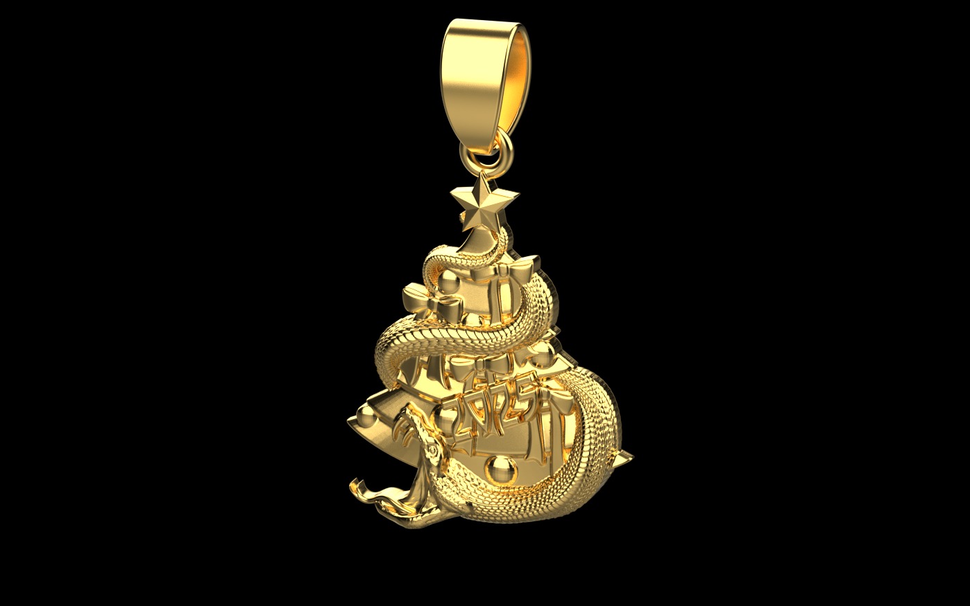 Snake 2025 pendant Merry Christmas cartier 3D print model_1