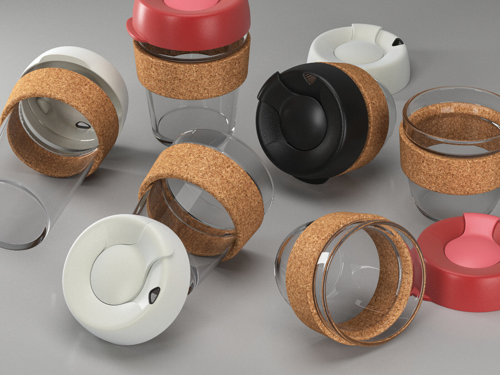 Coffee Cups with Cork Band 3D model_2