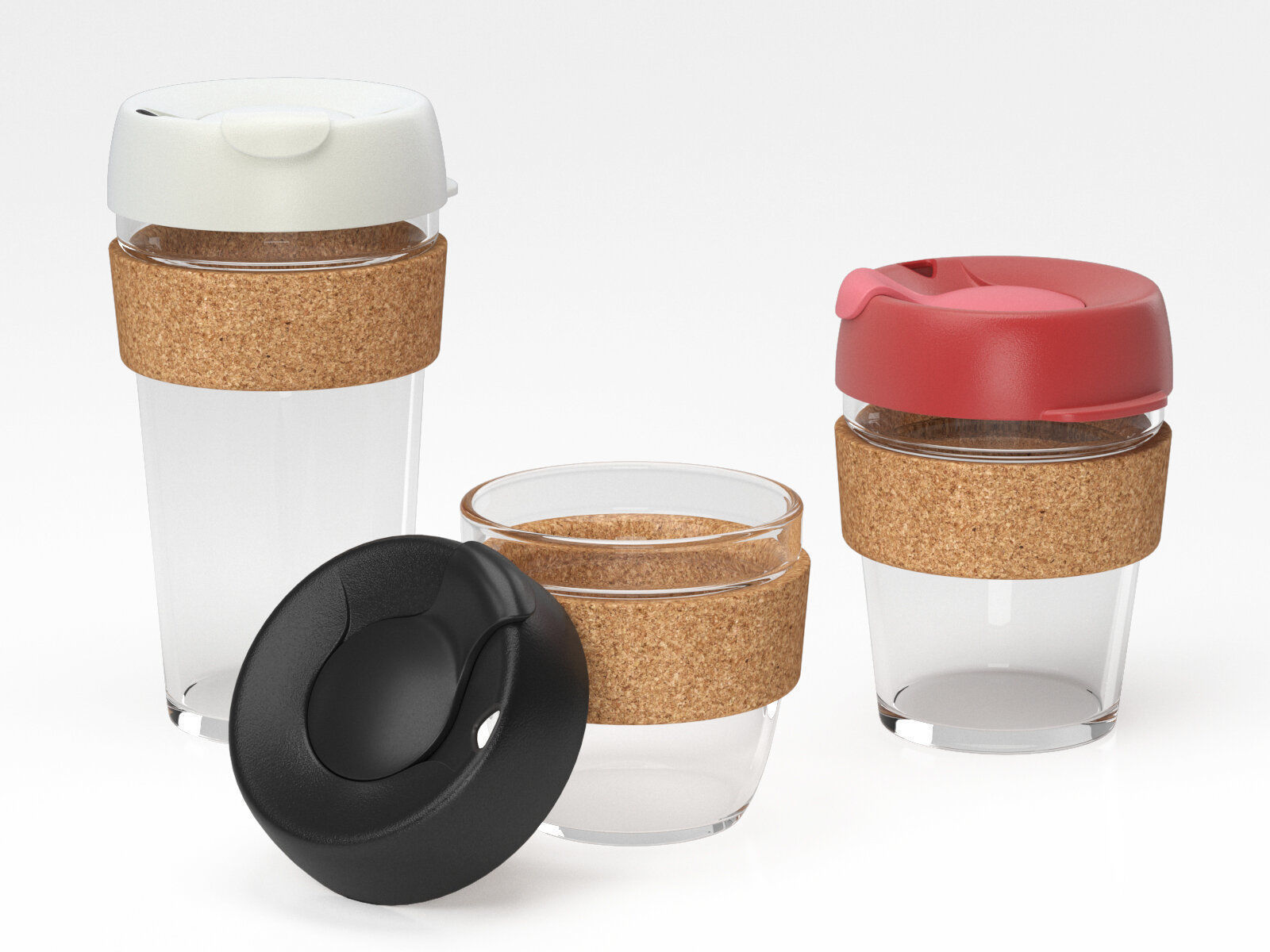 Coffee Cups with Cork Band 3D model_1