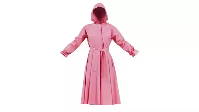 Lightpink Hoodie Vinyl Raincoat Closed