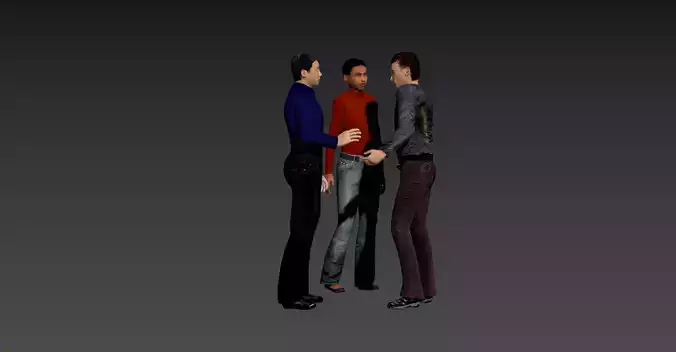Group of 3 Characters - Animated Low-poly 3D model