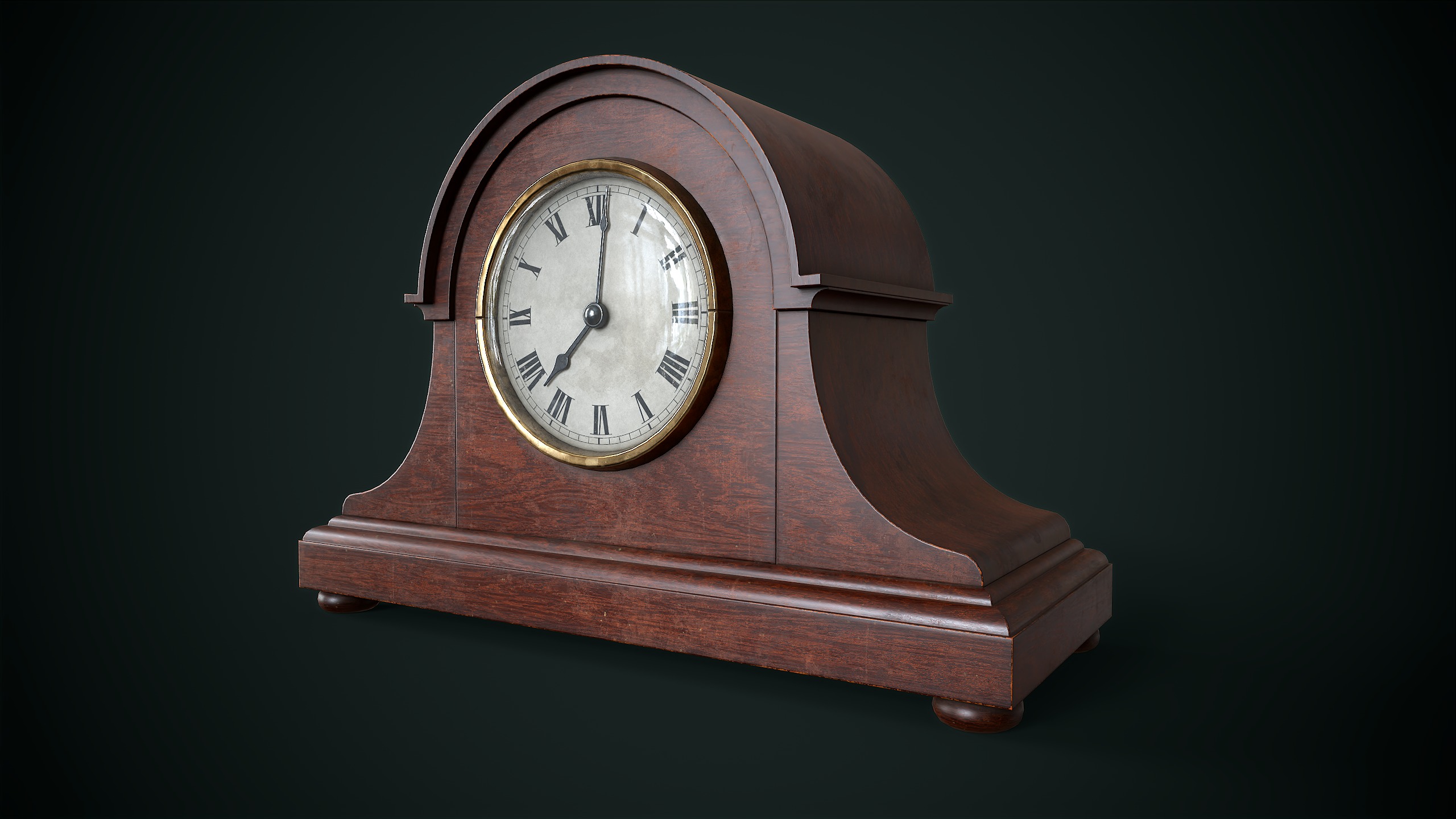 Vintage Mantel Clock Low-poly 3D model_1