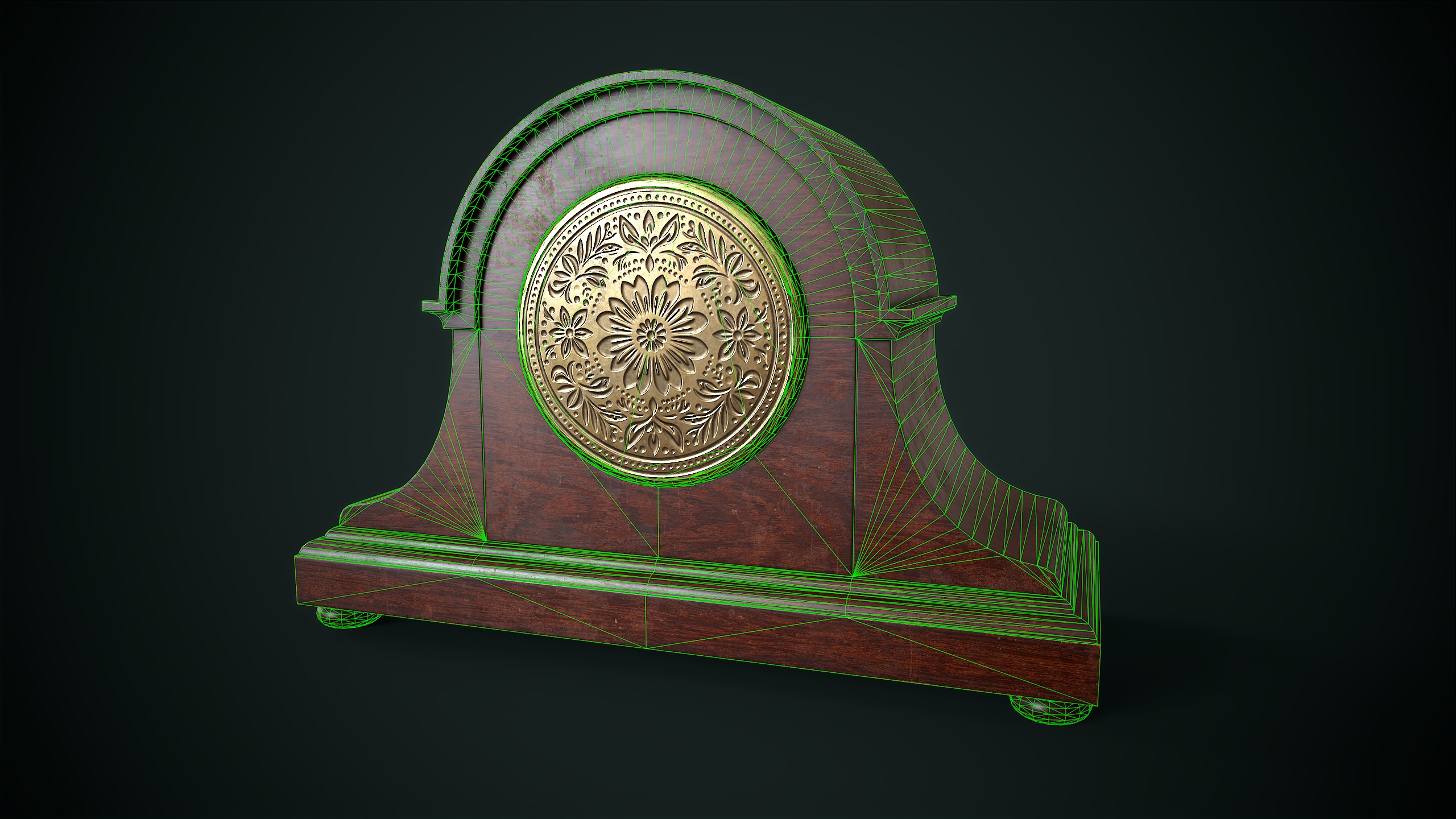 Vintage Mantel Clock Low-poly 3D model_9