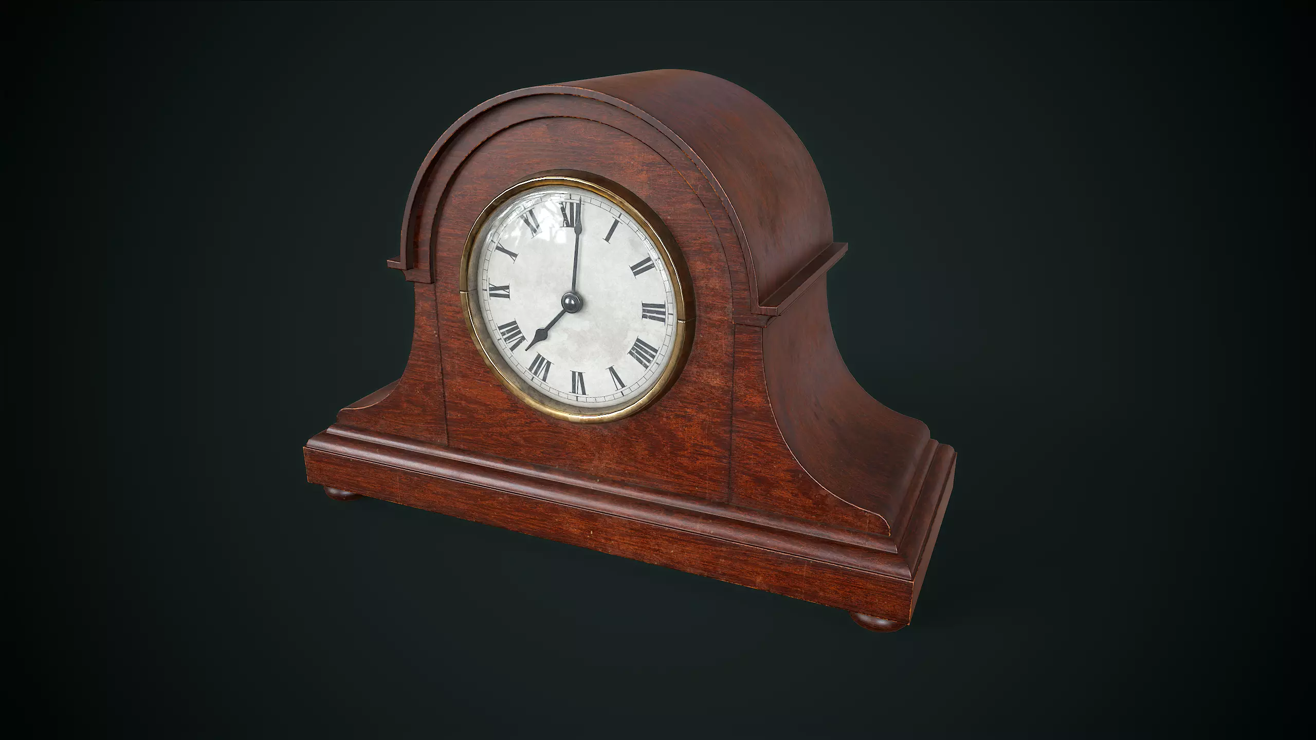 Vintage Mantel Clock Low-poly 3D model_0
