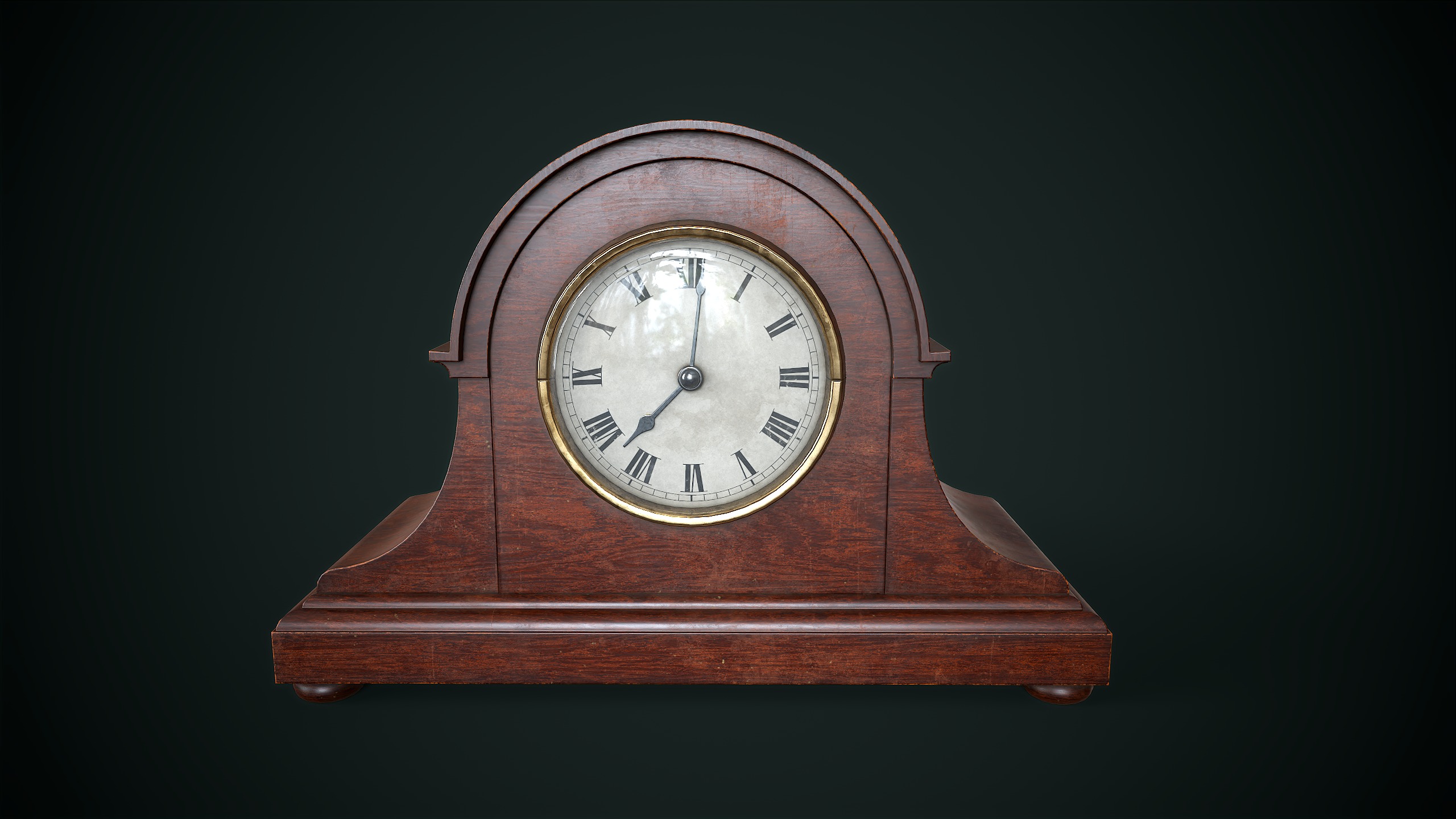 Vintage Mantel Clock Low-poly 3D model_2