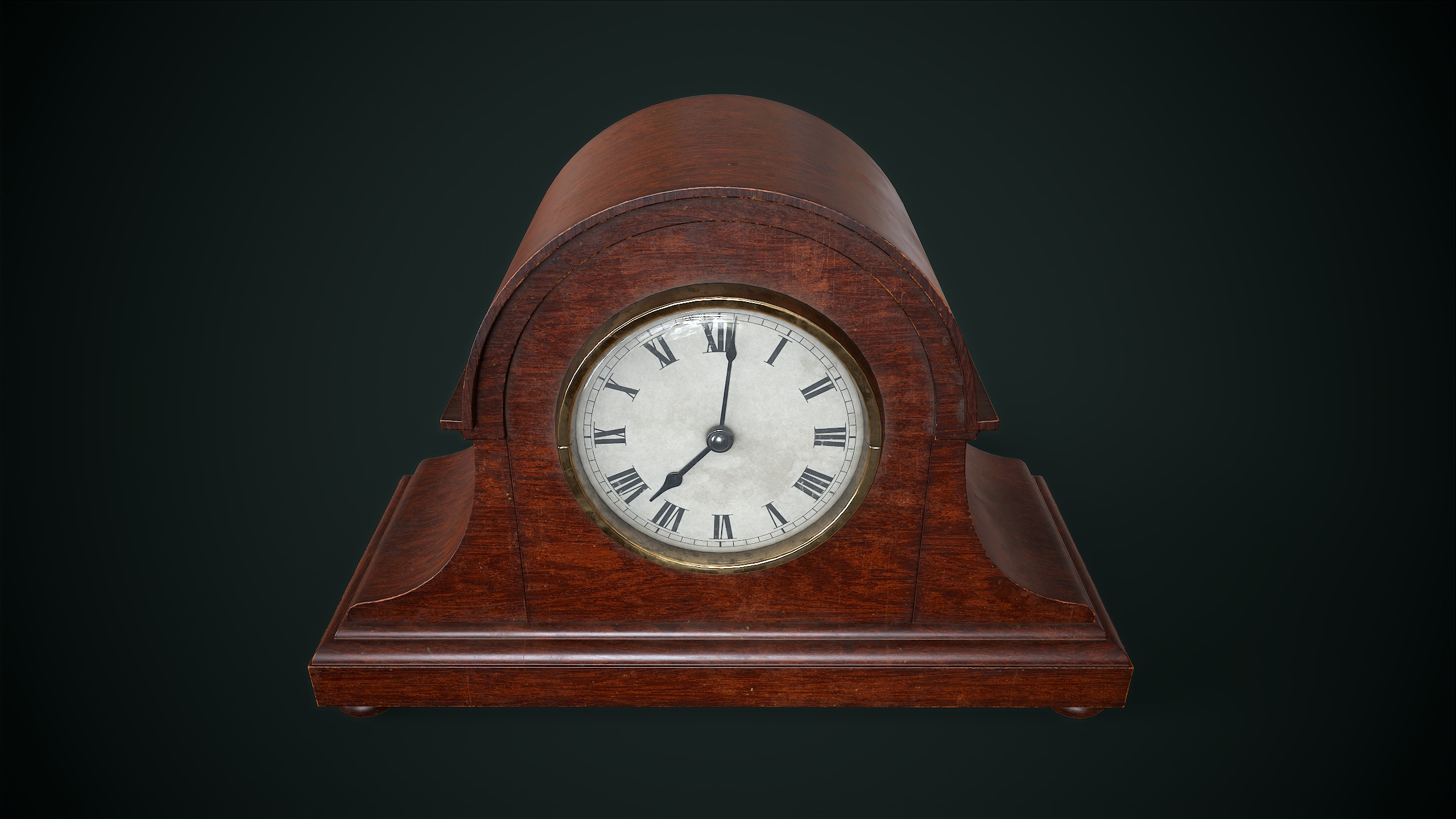 Vintage Mantel Clock Low-poly 3D model_4