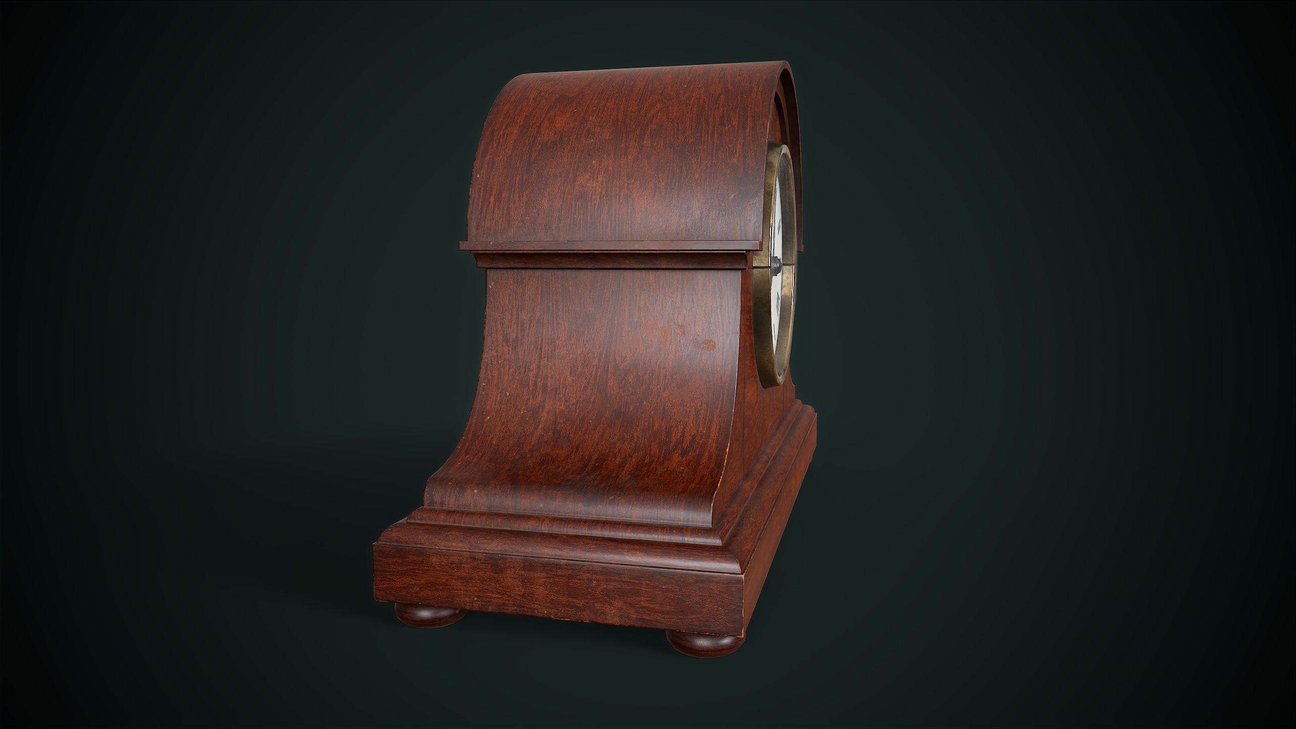 Vintage Mantel Clock Low-poly 3D model_5