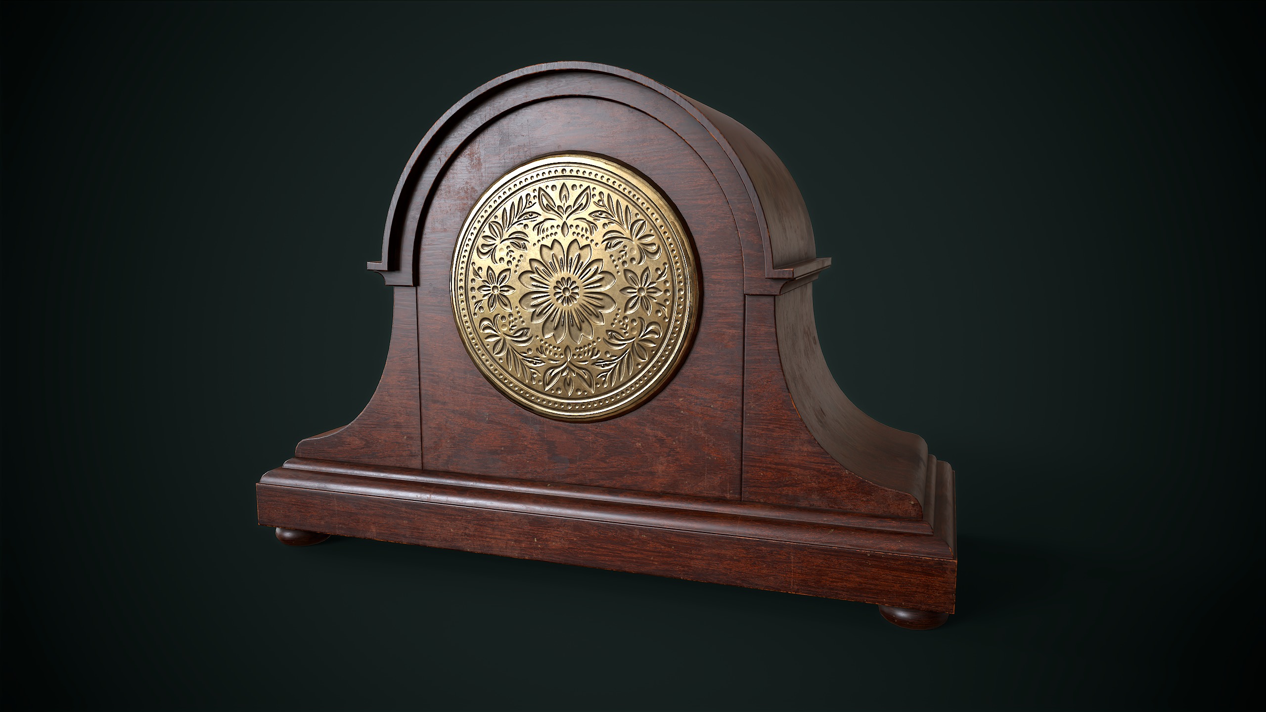 Vintage Mantel Clock Low-poly 3D model_6