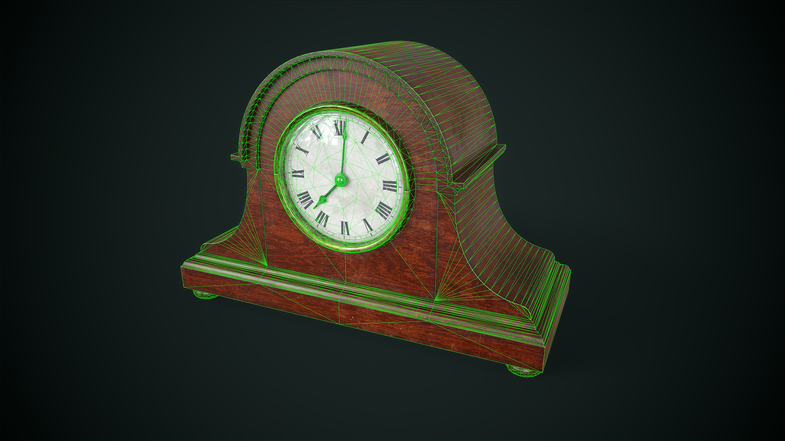 Vintage Mantel Clock Low-poly 3D model_8