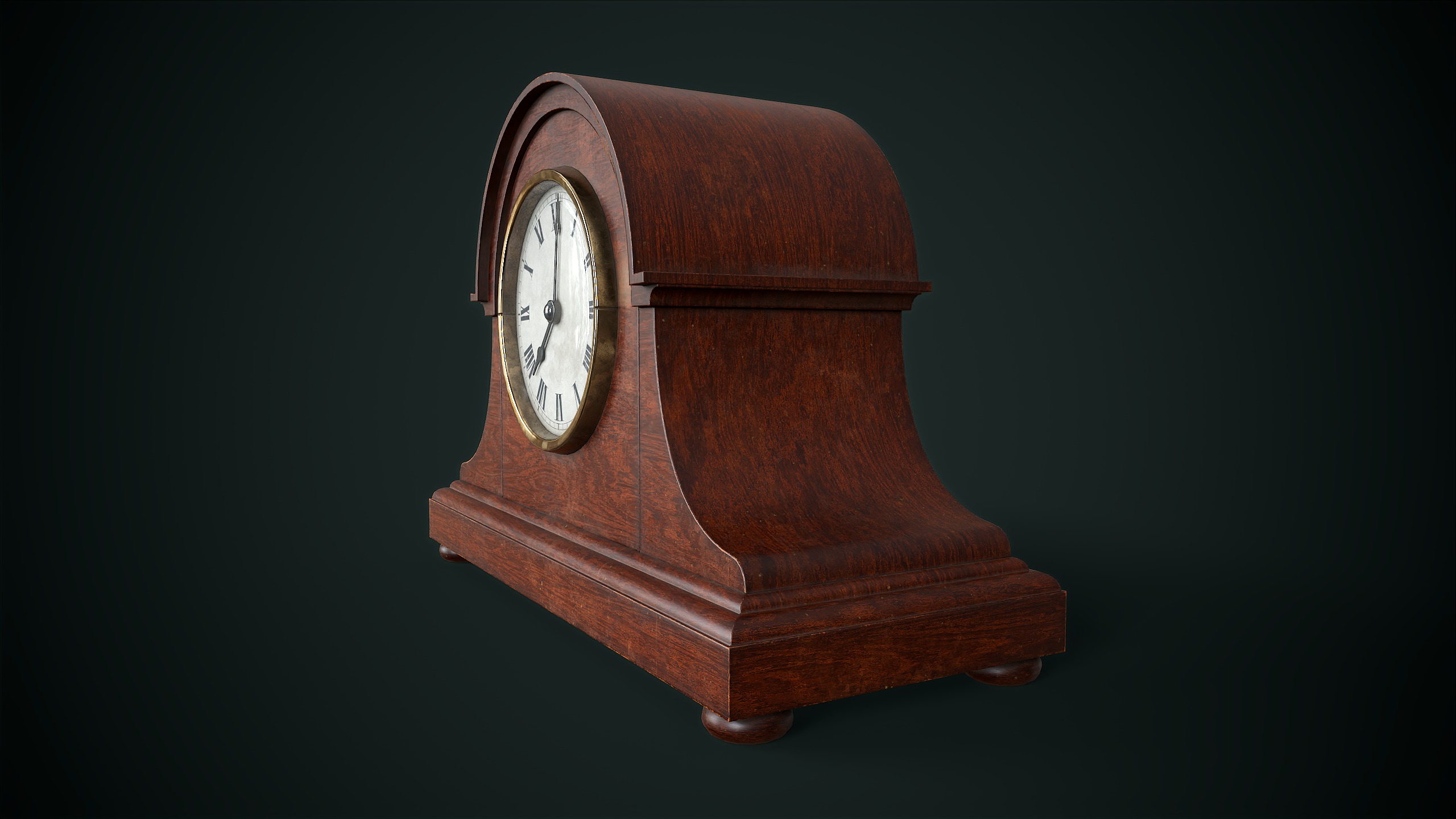Vintage Mantel Clock Low-poly 3D model_7