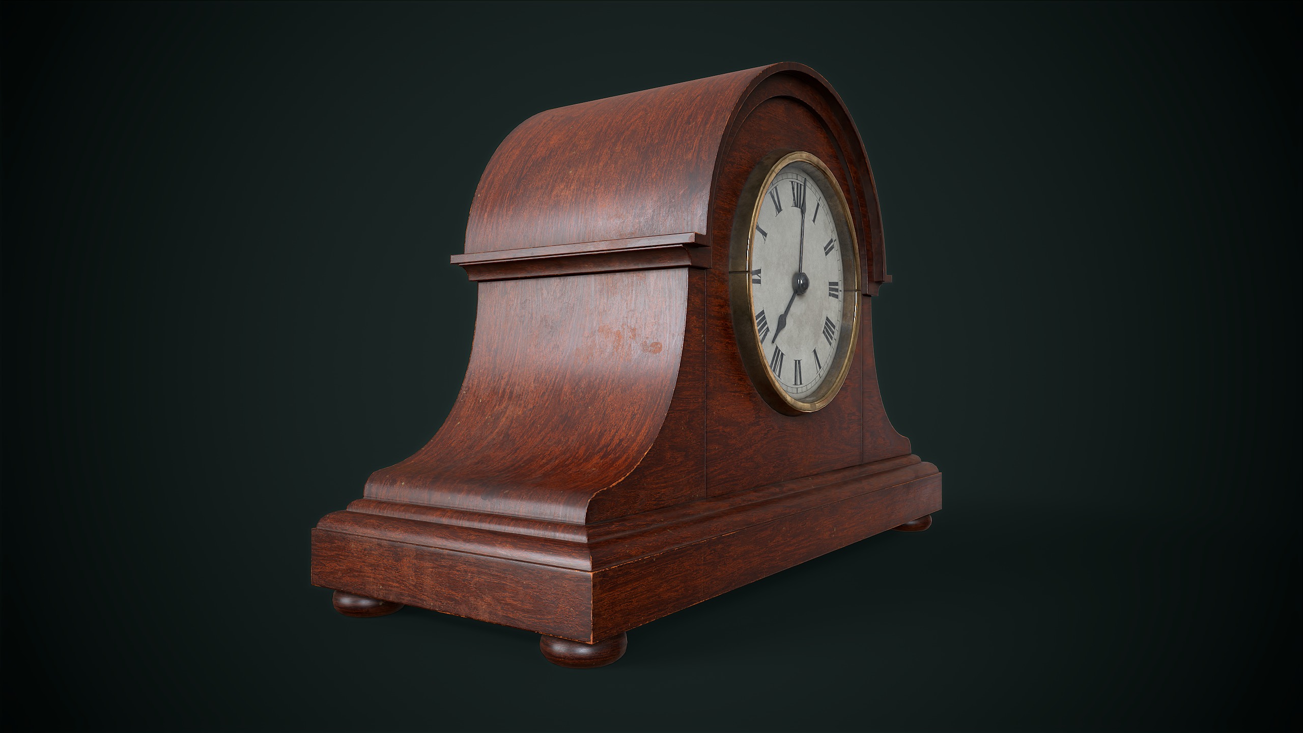Vintage Mantel Clock Low-poly 3D model_3
