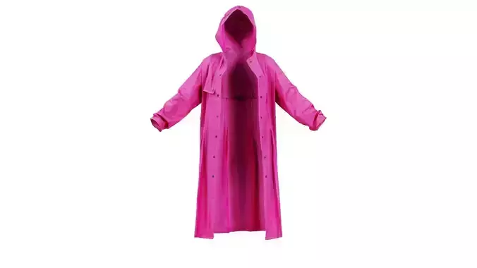 Pink Vinyl Raincoat Open
