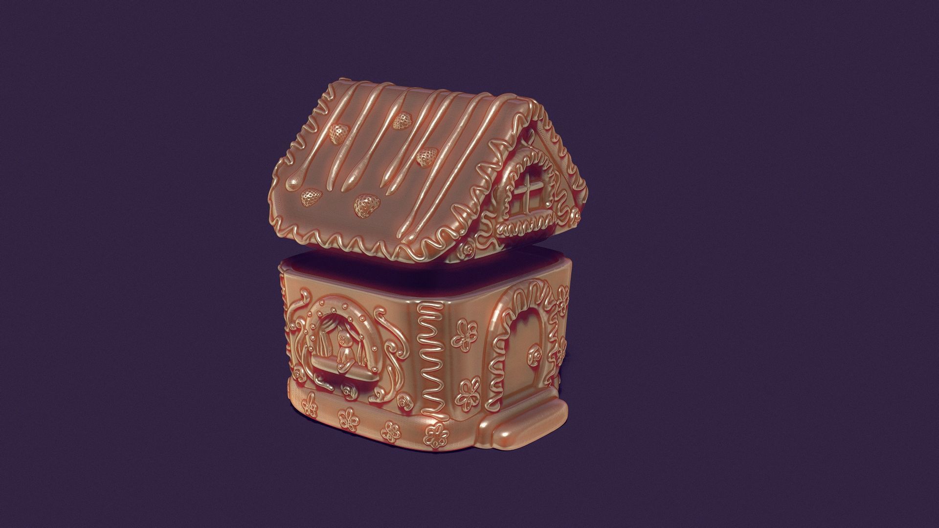  gingerbread house is a casket for casting gypsum 3D print model_6