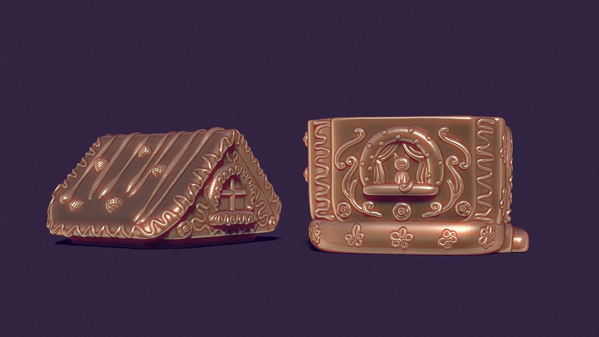  gingerbread house is a casket for casting gypsum 3D print model_13