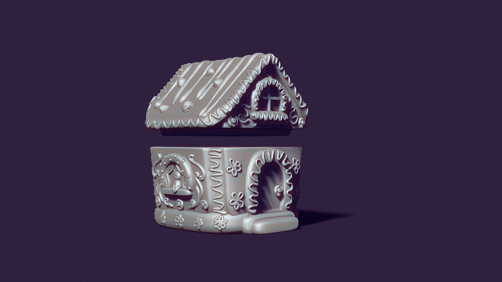  gingerbread house is a casket for casting gypsum 3D print model_10