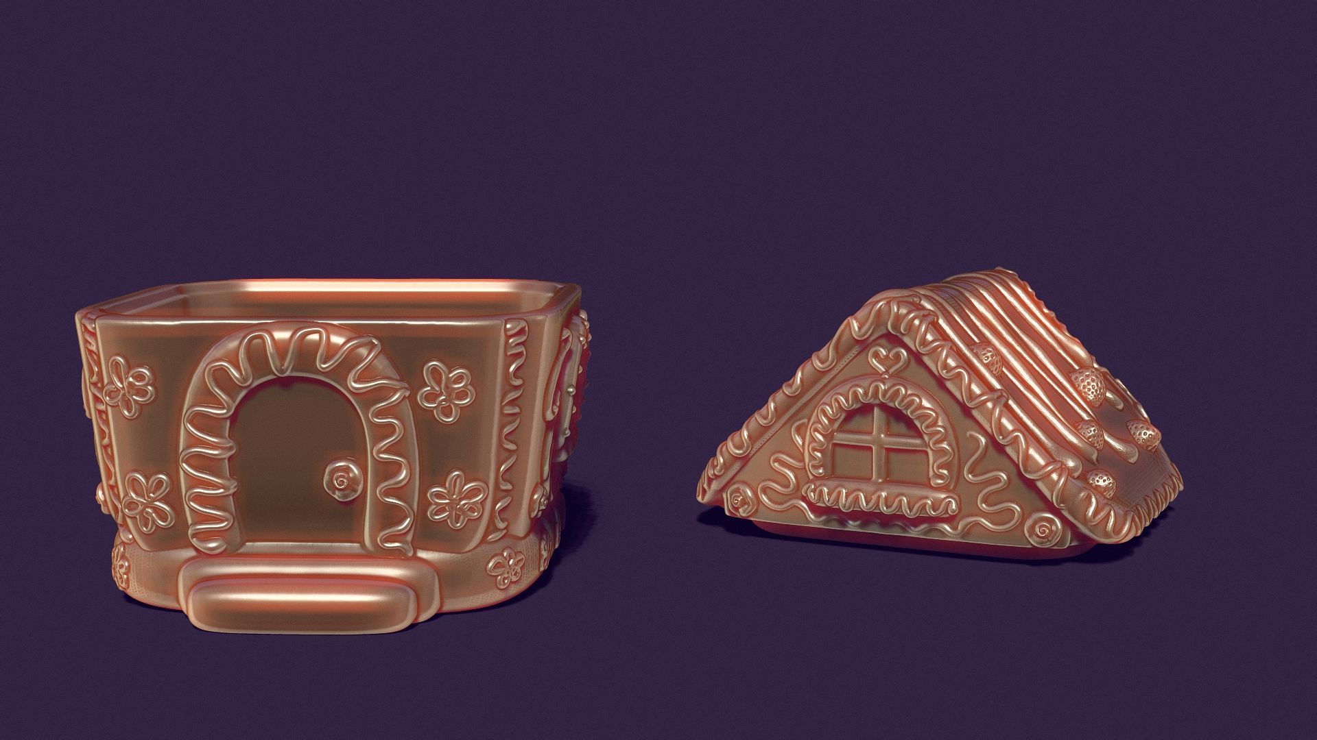  gingerbread house is a casket for casting gypsum 3D print model_7