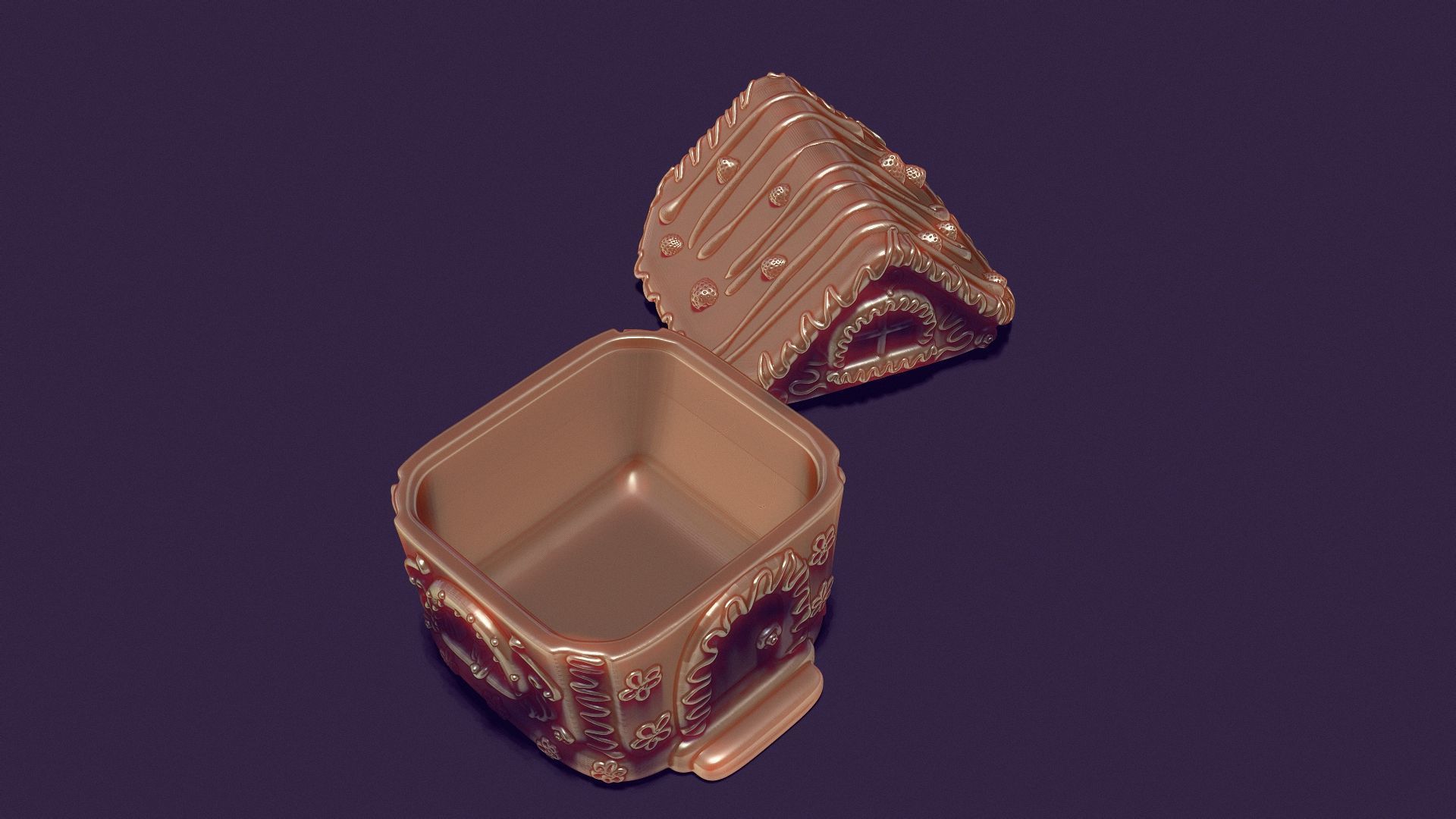  gingerbread house is a casket for casting gypsum 3D print model_8