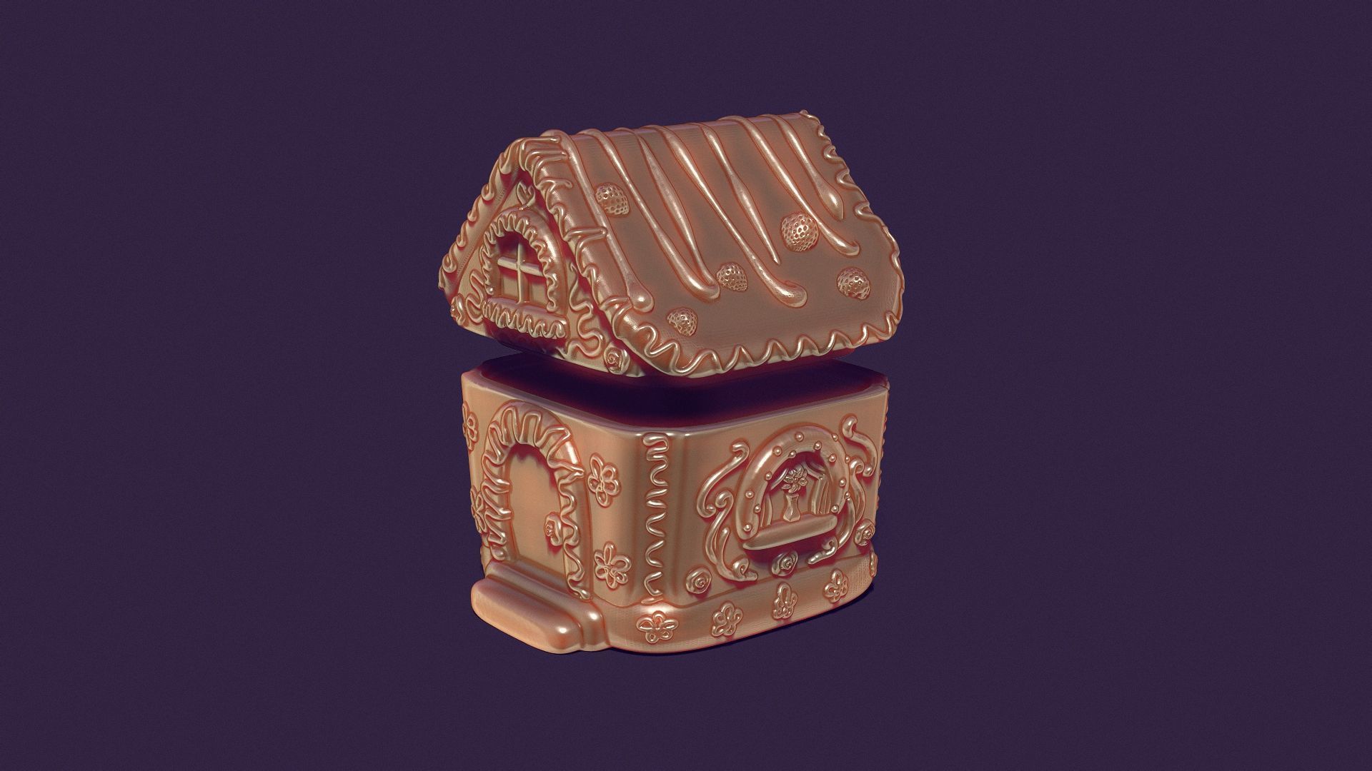  gingerbread house is a casket for casting gypsum 3D print model_3