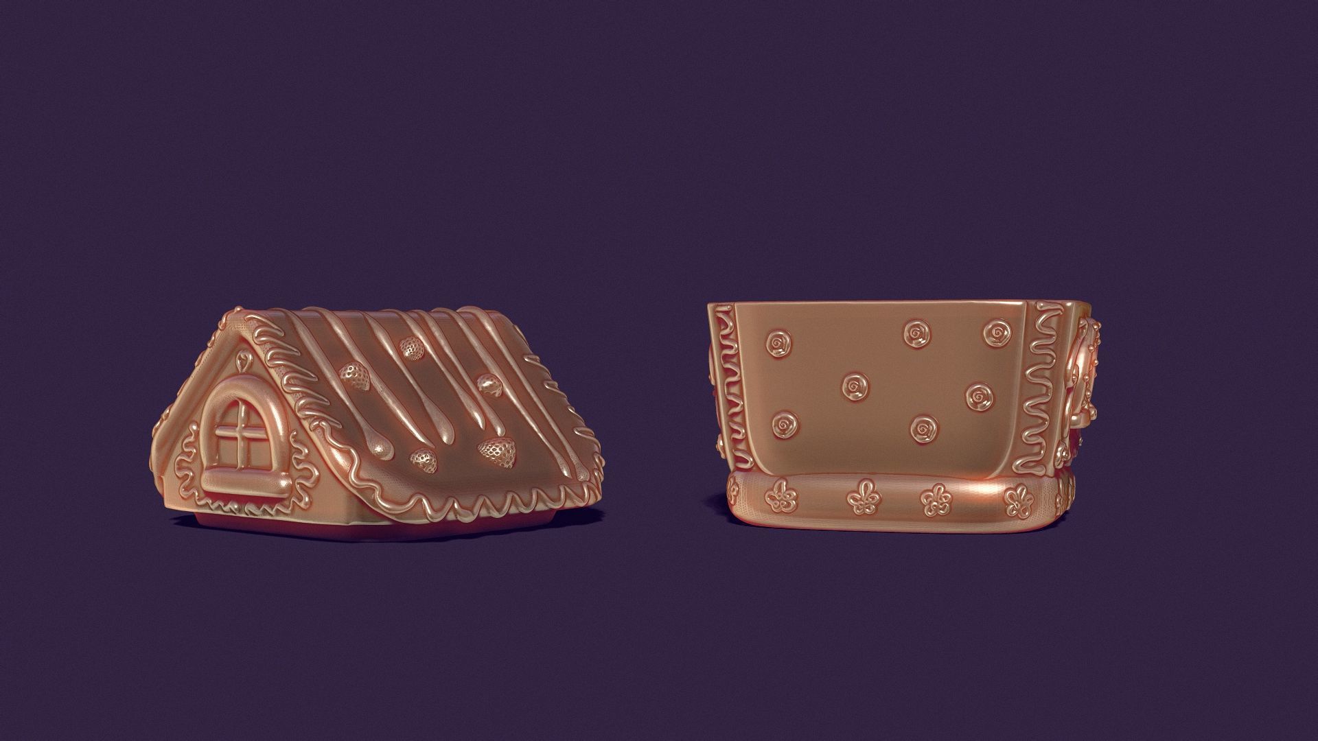  gingerbread house is a casket for casting gypsum 3D print model_11