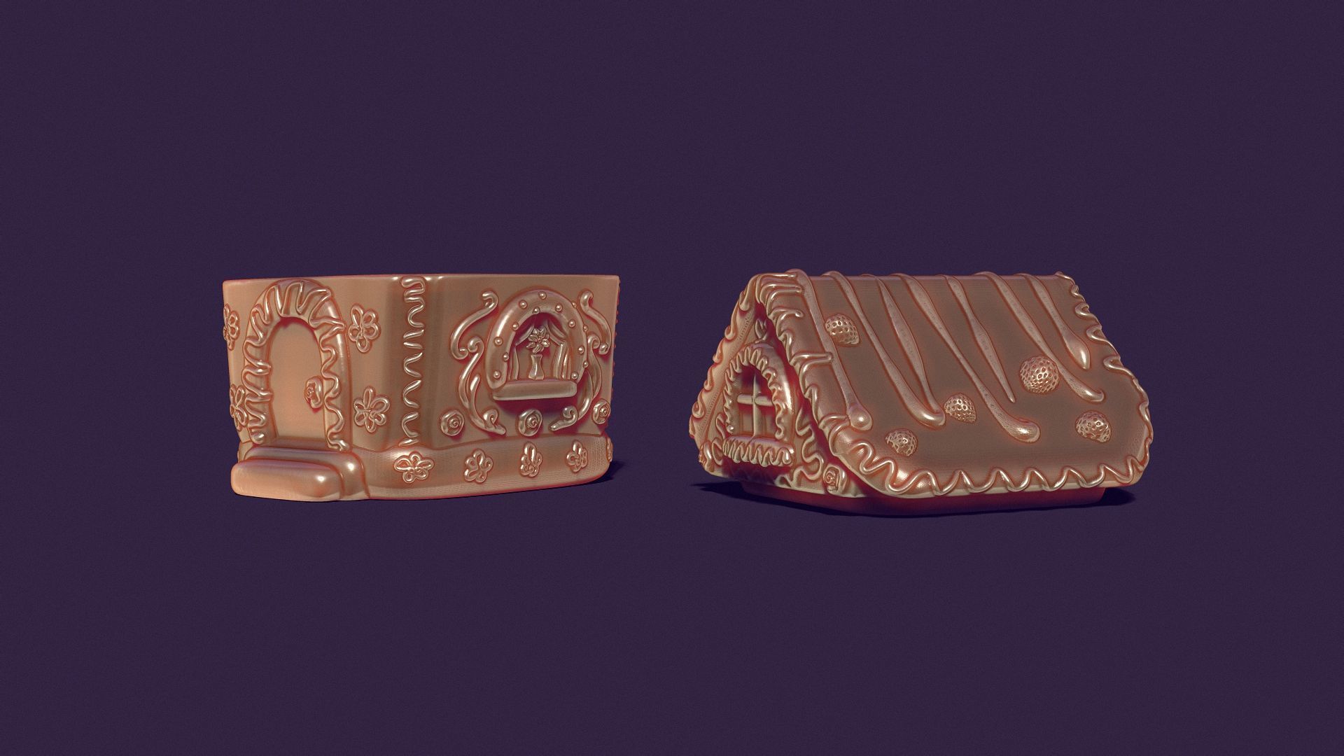  gingerbread house is a casket for casting gypsum 3D print model_9