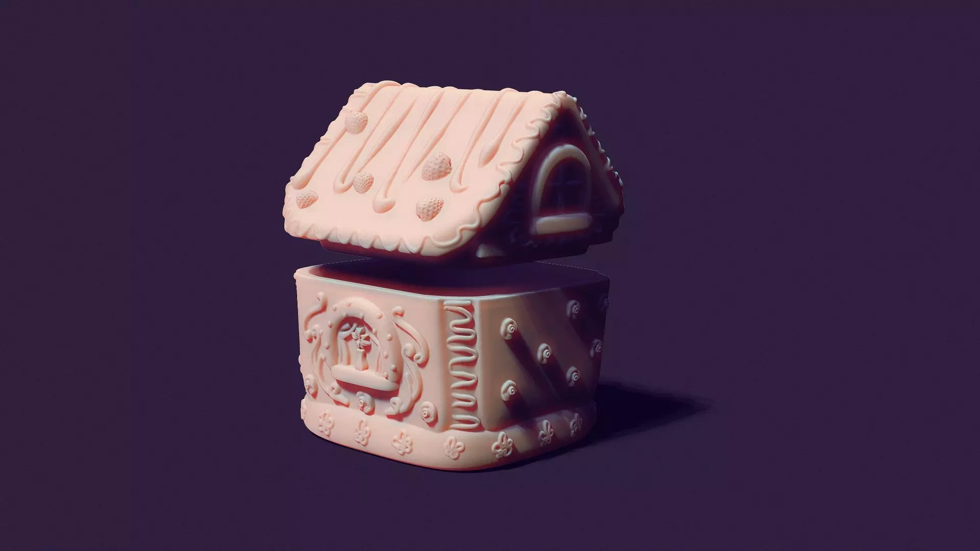  gingerbread house is a casket for casting gypsum 3D print model_0
