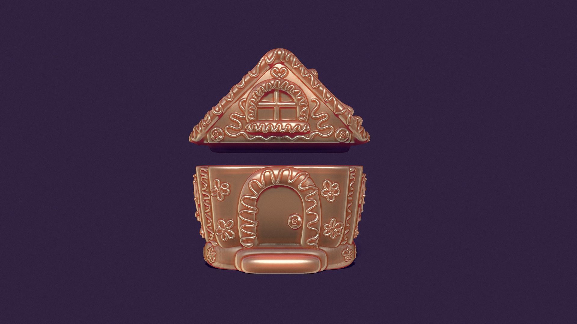  gingerbread house is a casket for casting gypsum 3D print model_4