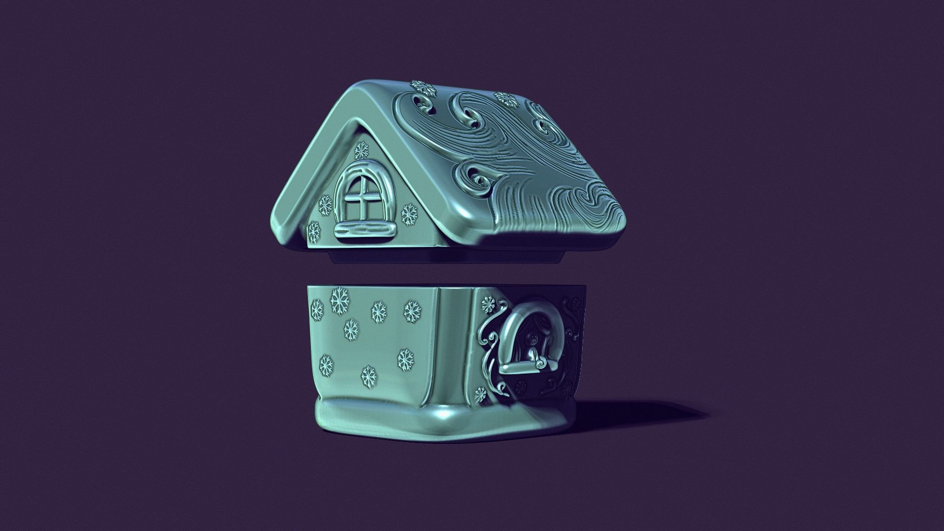 gingerbread house is a casket for casting gypsum 3D print model_6