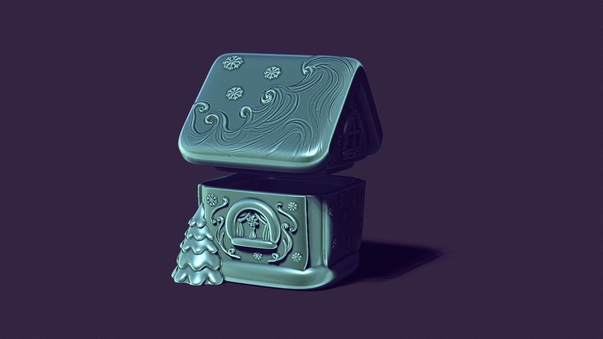 gingerbread house is a casket for casting gypsum 3D print model_7