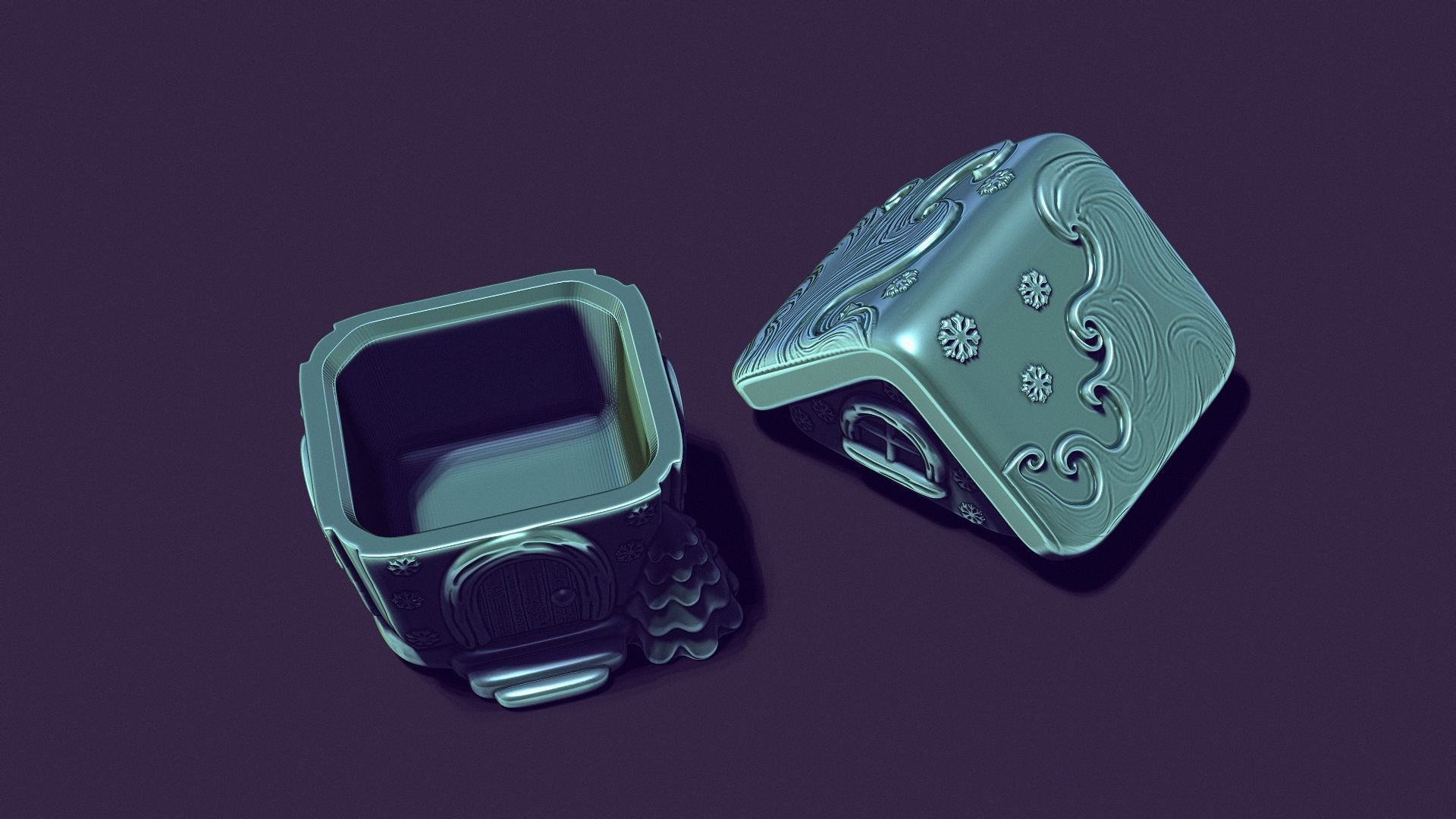 gingerbread house is a casket for casting gypsum 3D print model_9