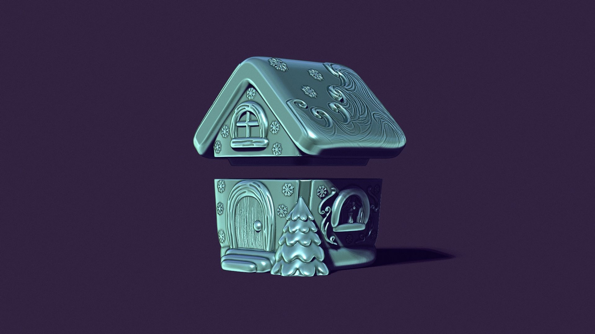 gingerbread house is a casket for casting gypsum 3D print model_3