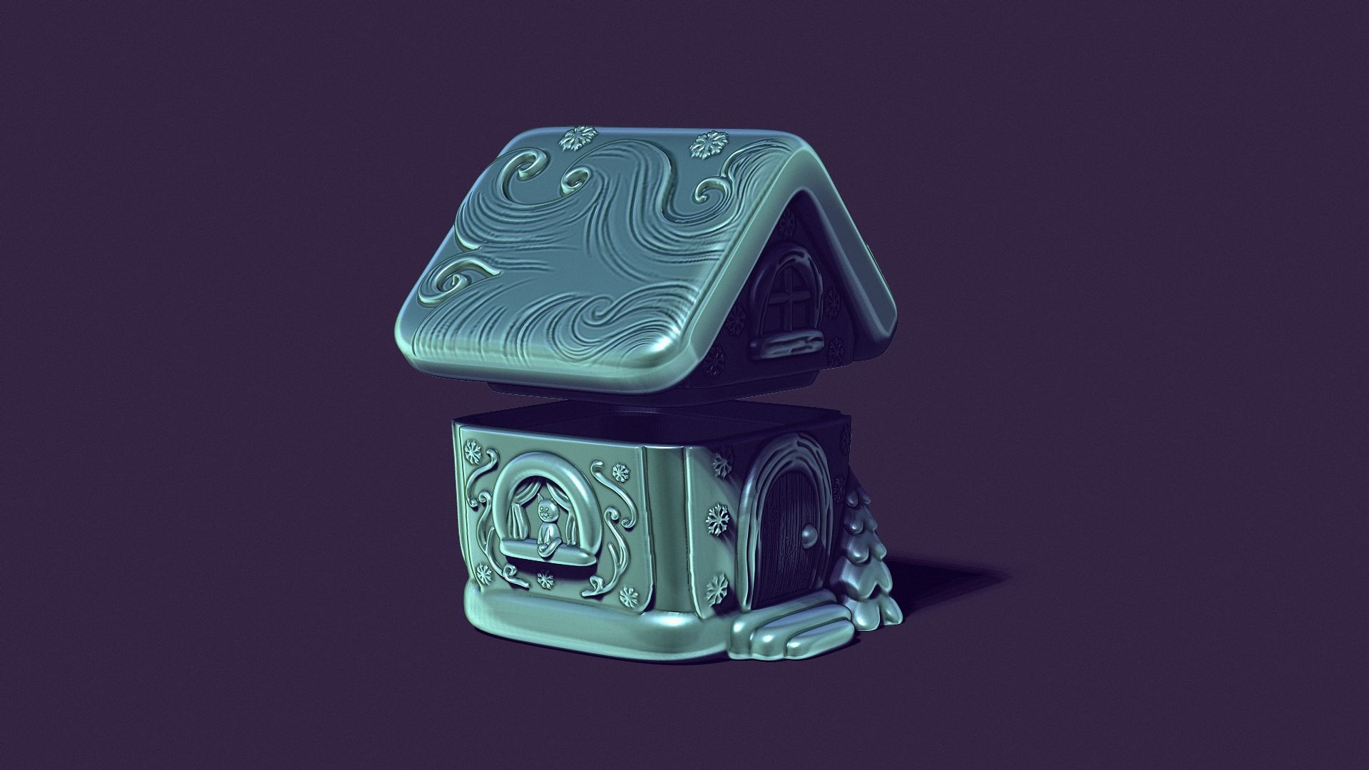 gingerbread house is a casket for casting gypsum 3D print model_1