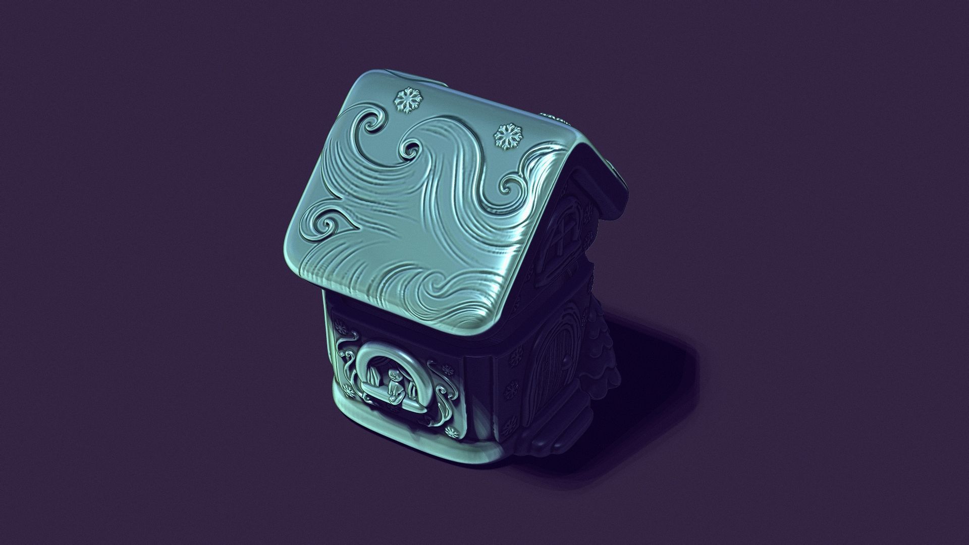 gingerbread house is a casket for casting gypsum 3D print model_2