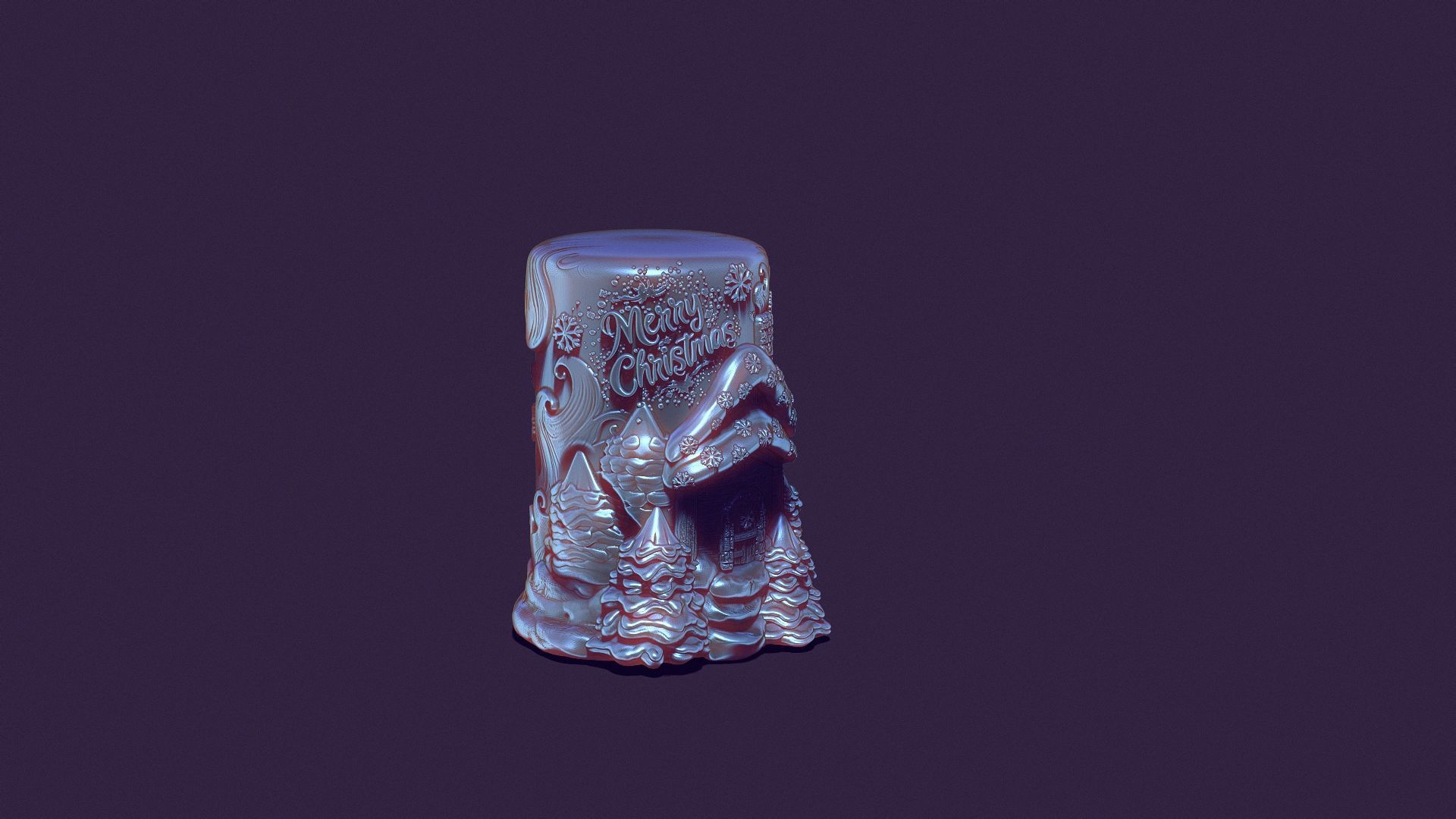 Santa Claus hut and snowstorm Christmas candle Christmas trees 3D print model_16