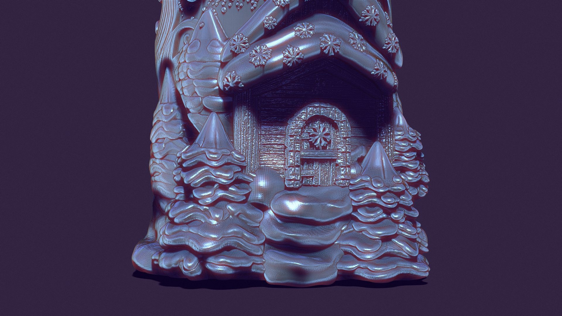 Santa Claus hut and snowstorm Christmas candle Christmas trees 3D print model_10