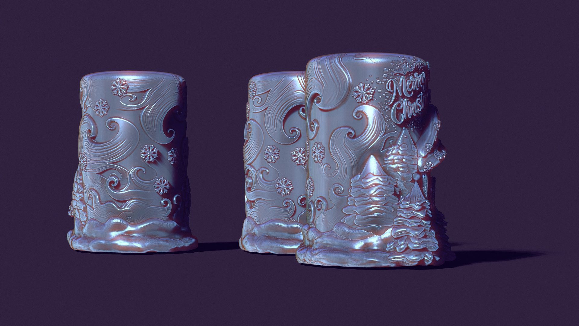 Santa Claus hut and snowstorm Christmas candle Christmas trees 3D print model_3