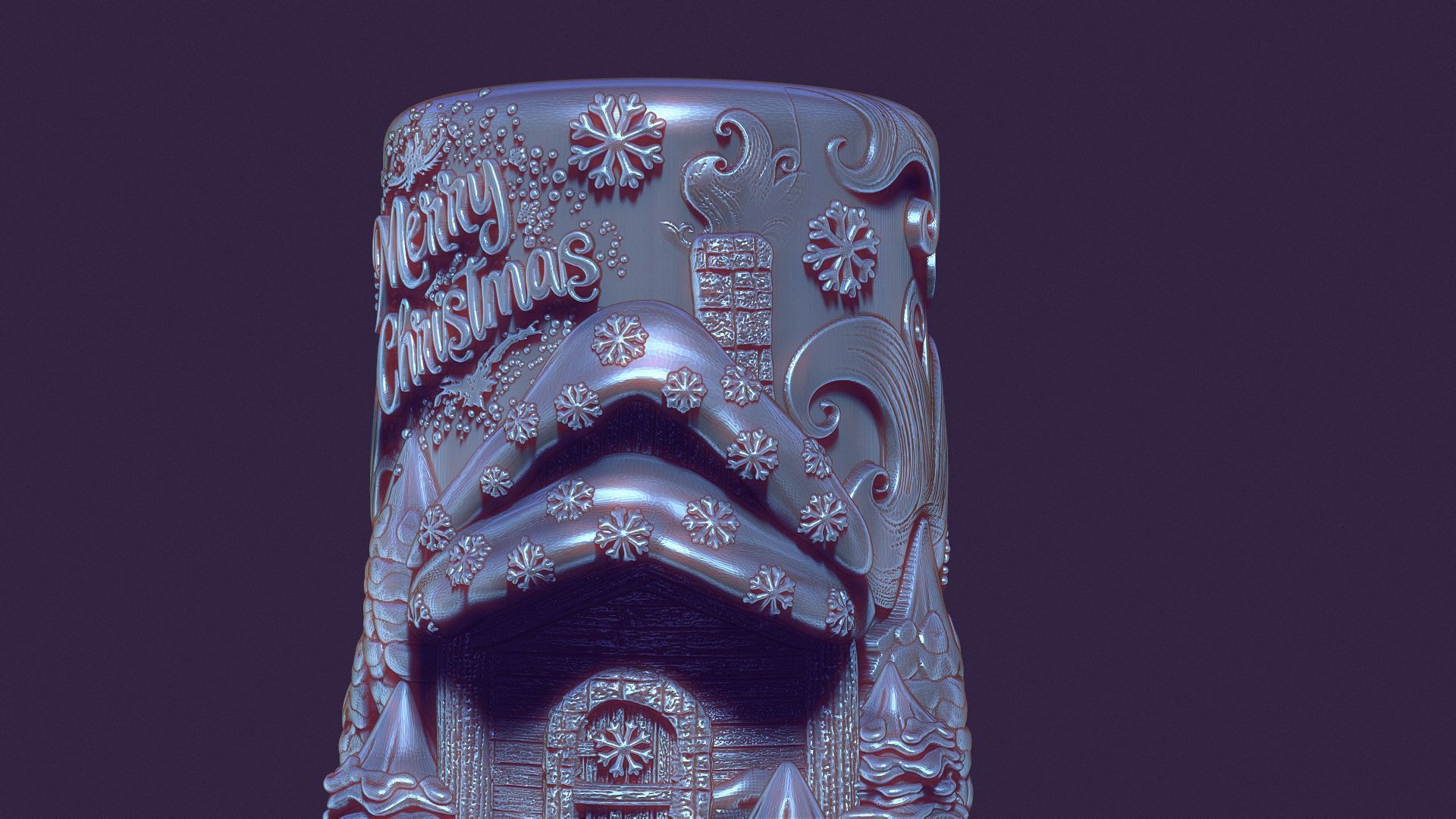 Santa Claus hut and snowstorm Christmas candle Christmas trees 3D print model_9