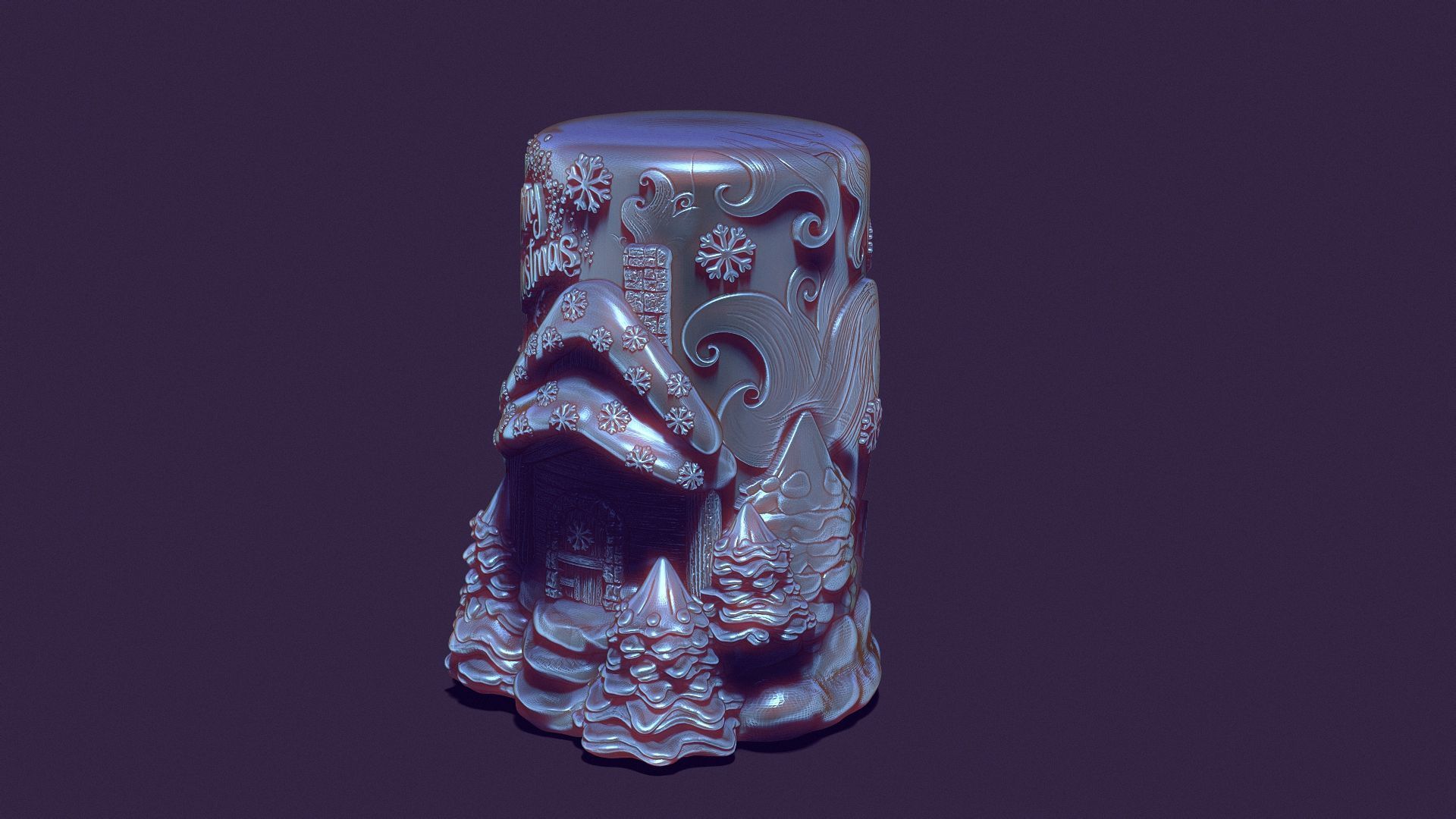 Santa Claus hut and snowstorm Christmas candle Christmas trees 3D print model_7