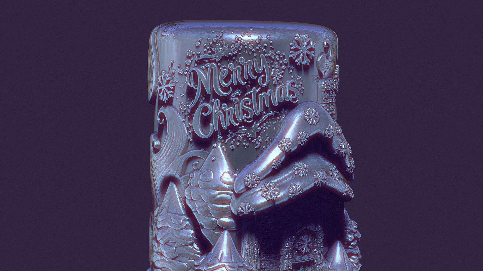 Santa Claus hut and snowstorm Christmas candle Christmas trees 3D print model_8