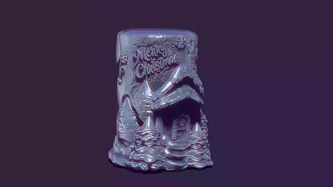 Santa Claus hut and snowstorm Christmas candle Christmas trees 3D print model