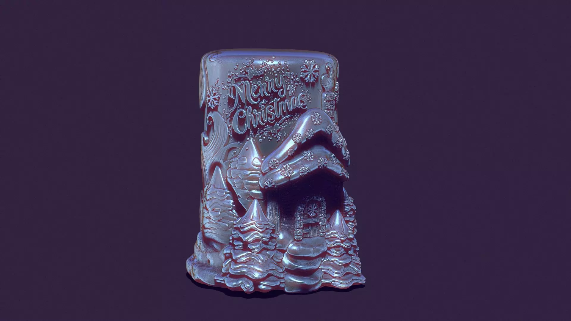 Santa Claus hut and snowstorm Christmas candle Christmas trees 3D print model_0