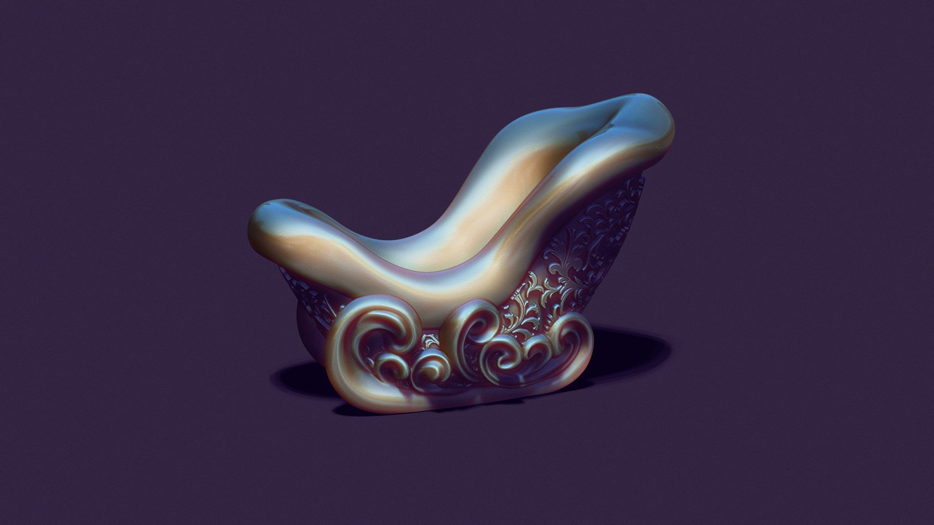 Santa Claus sleigh 3D print model_1