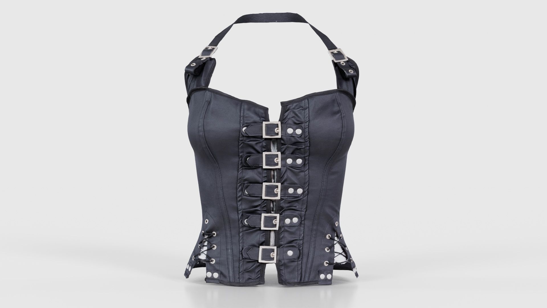 Buckles and Laces Corset Low-poly 3D model_15